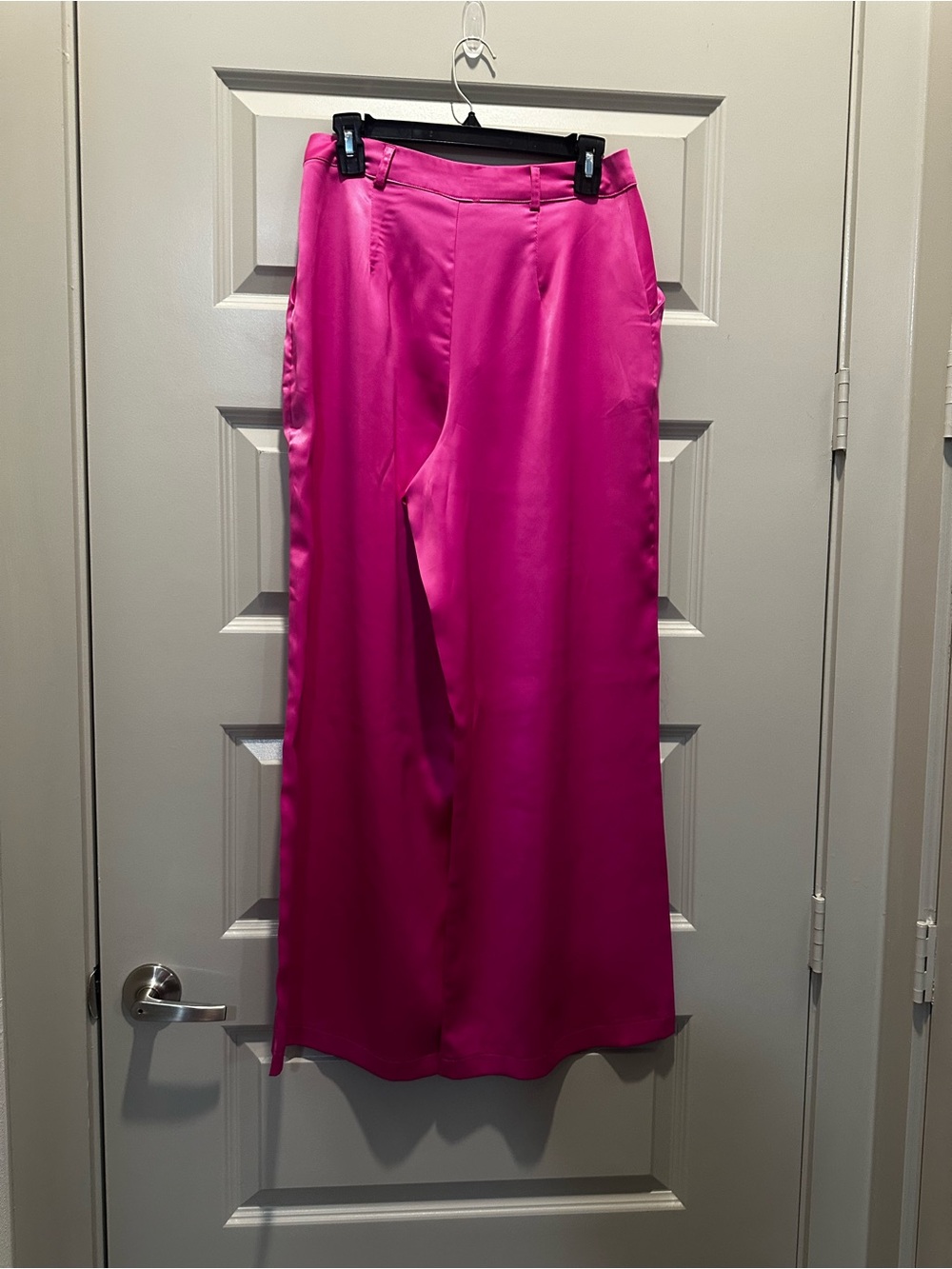 Hot Pink Satin Two-Piece Blazer and Skirt Set - Picture 7 of 9